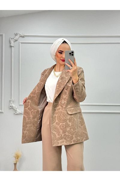 Cardella Camelya Premium Quality Textured Jacket Παντελόνι Σετ δύο τεμαχίων Premium Jacket Σετ