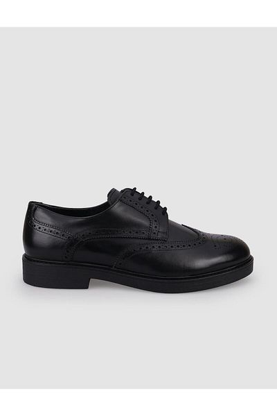 Cabani 100% Genuine Leather Black Lace-Up Men's Casual Shoes