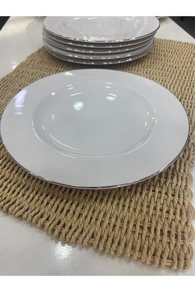 Eren Çini Seramiği Set of 6 Porcelain Cake and Gilt Cake - 21cm