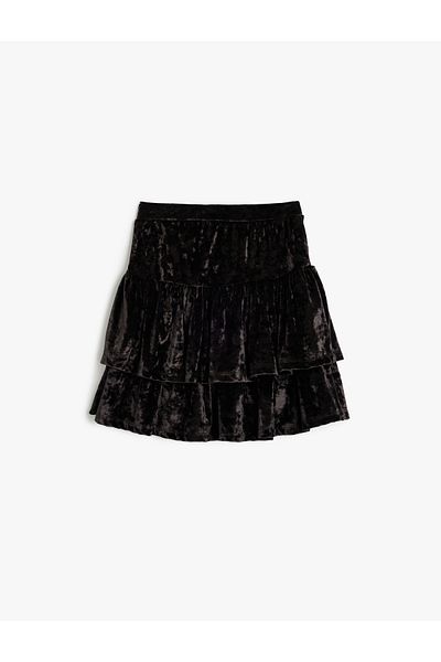 Koton Fusta mini din catifea cu talie elastica, potrivire confortabila