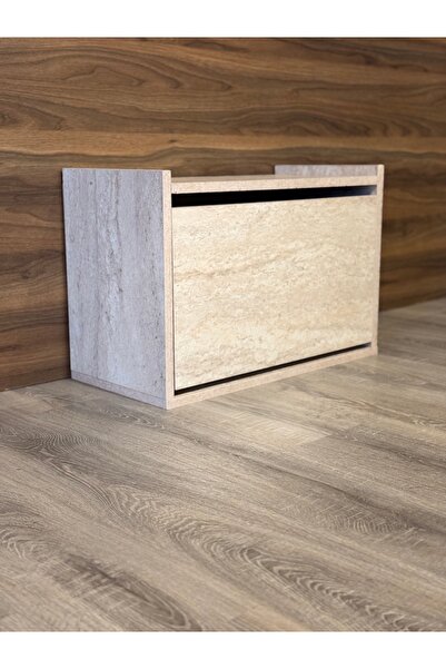 Home Düşer kapak Ayakkabılık Kayar Raflı Ayakkabılık  1 Bölmeli Ayakkabılık Traverten
