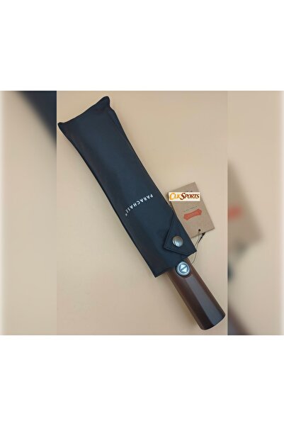 parachase Ahşap Saplı Devrilme Önleyici Mekanizmalı Tam Otomatik Siyah Şemsiye - Çıtçıt Kılıflı