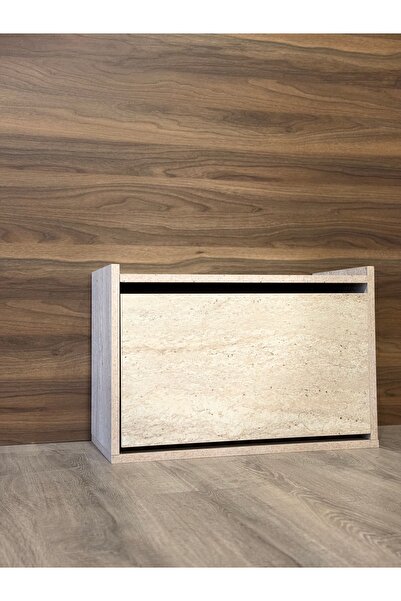 Home Düşer kapak Ayakkabılık Kayar Raflı Ayakkabılık  1 Bölmeli Ayakkabılık Traverten