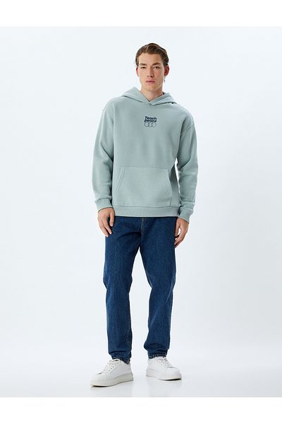 Koton Oversize Hooded Sweatshirt - Slogan Print, Kangaroo Pocket, Cotton Blend