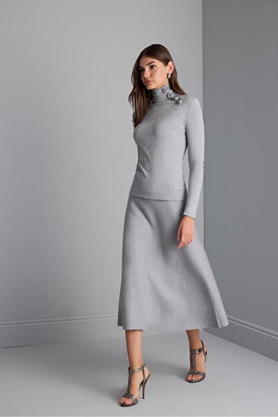 JOIN US Kloş Midi Triko Etek