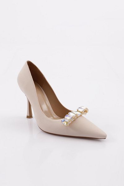 DGN 9054 Pantofi cu toc cu cataramă de piatră de cristal cu vârf ascuțit pentru femei