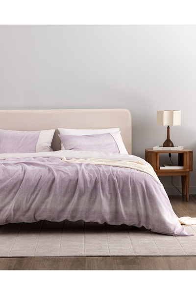 Madame Coco Adelya Double 100% Cotton Crep Printed Duvet Cover Set - Plum