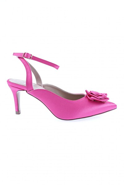 DGN Women's Ankle Strap Rose Accessory Buckle Thin Heeled Shoes Fuchsia Satin...