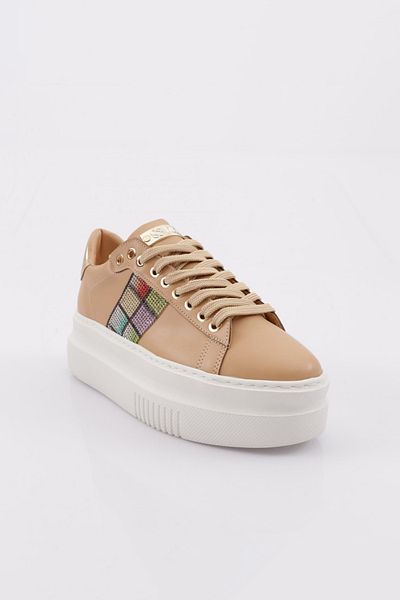 DGN Women's Thick Sole Silver Stone Sneakers Shoes Nude 15299723118
