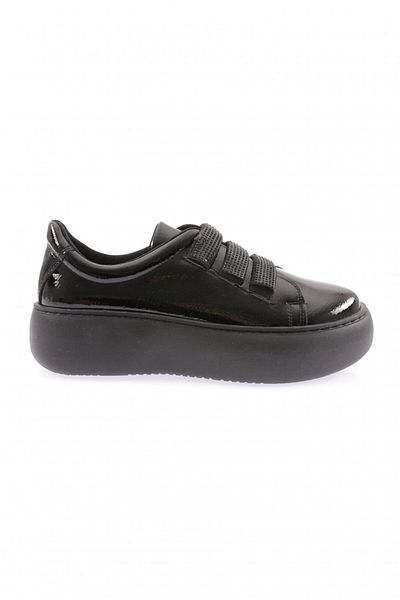 DGN Schwarzer Sneaker mit silbernen Steinen – Klettverschlussbänder, Falten 98921097