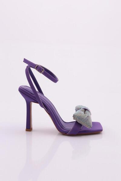 DGN 2029 Women's Silver Stone Bow, Ankle Belt Fastening Heeled Sandals
