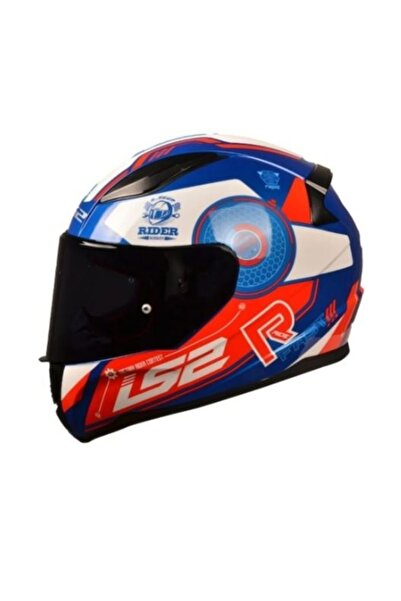 LS2 Rapid Stratus Mavi - Kırmızı - Beyaz Kask ( Siyah +Şeffaf Cam )