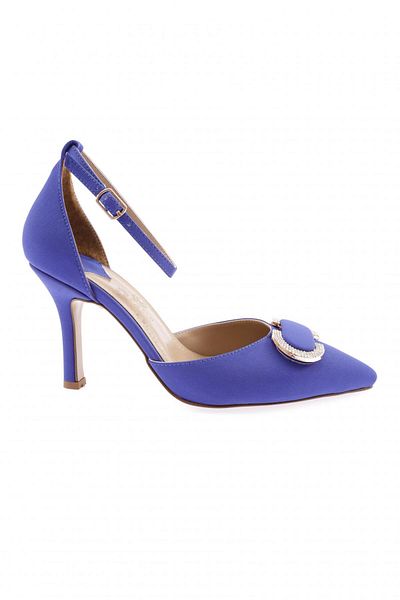 DGN Pantofi de damă cu curea la gleznă cu cataramă de cristal cu toc subțire Blue Scuba 31112821