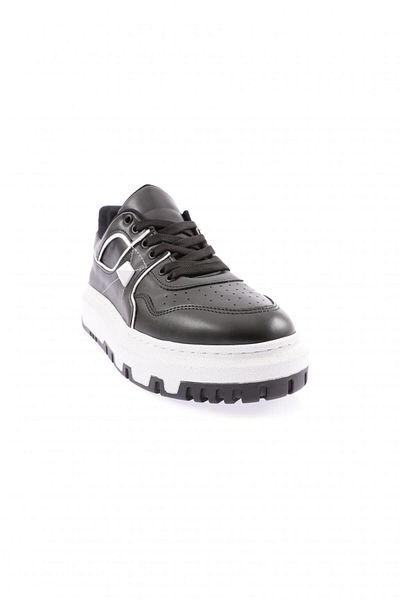 DGN Pantofi de damă cu talpă groasă, cu șireturi, cu cusături, pantofi alb-negru 1313363