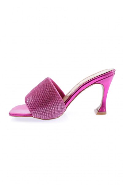 DGN Жіночі капці на підборах з срібними камінцями, фуксія, металік 913233210