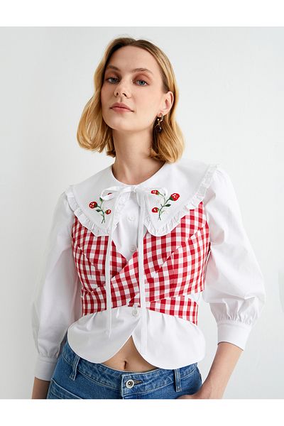 Koton X Tuba Unsual - Baby Collar Embroidered Shirt