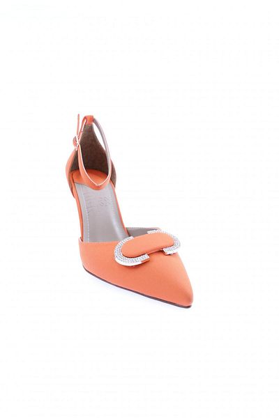 DGN Pantofi de damă cu cureaua la gleznă cu cataramă de cristal cu toc subțire Orange Scuba 31112821