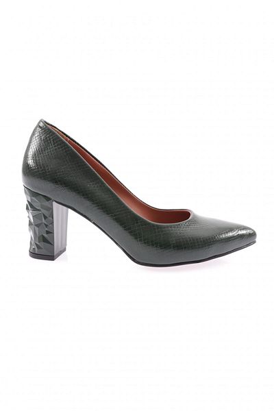 DGN Pantofi de damă cu vârf ascuțit, decoltat, șarpe cu imprimeu verde 74321029