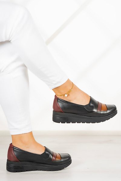 Erkan Saçmacı Pantofi Casual Avila Negru Roșu Claret Piele Naturală