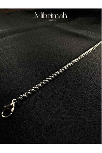 MODA Silver Color Knitted Model Interlaced Albanian Chain Men's Bracelet and Necklace Chain Set