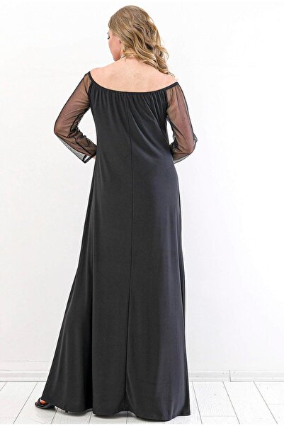 Zer Otantik Plus Size Zerotantic Chiffon Evening Dress - Off-the-Shoulder Sleeve Dress