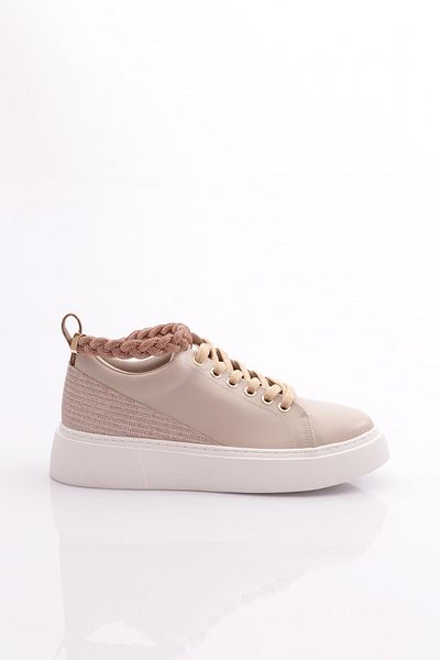 DGN Women's Thick Sole Anklet Detailed Silver Stone Sneakers Shoes Beige 15299623118