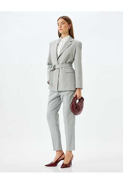 Koton High Waist Fabric Trousers with Elastic Waist Tie Pockets