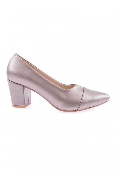 DGN Pantofi cu toc cu vârf ascuțit cu laser platină - 7132328