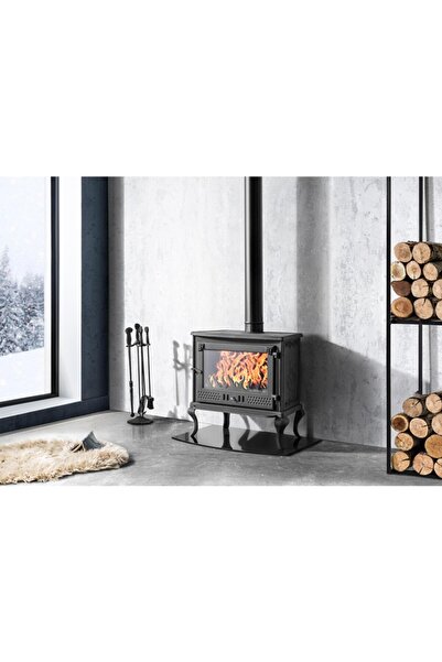 ReHome Tek Camlı Döküm Şömine Soba | Şömineli Odun Sobası