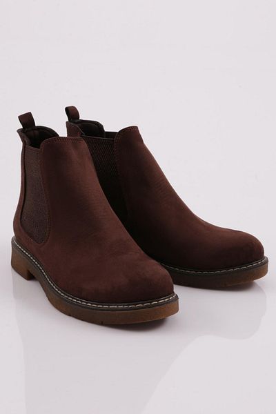 DGN Brown Suede Genuine Leather Women's Chelsea Boots - 20K 9153335