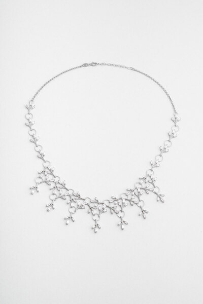 So CHIC... Fiore 18 Ayar  Beyaz Altın Kaplama 48 Cm Gümüş Gerdanlık