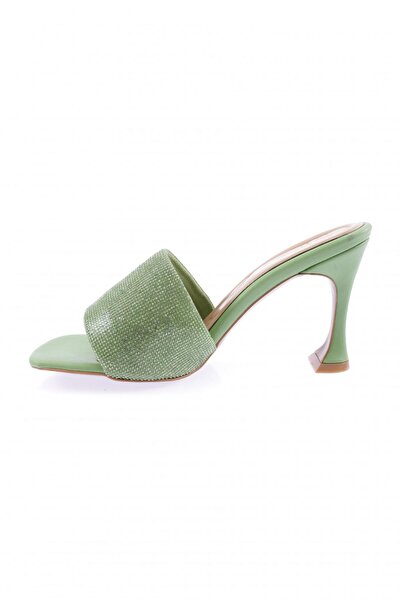 DGN Жіночі капці на підборах з срібними камінцями, авокадо зелені 913233210