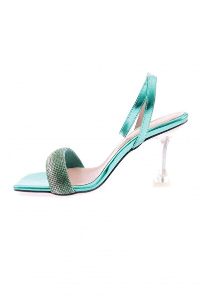 DGN Women's Silver Stone Ankle Heeled Shoes Green Metallic 627223382