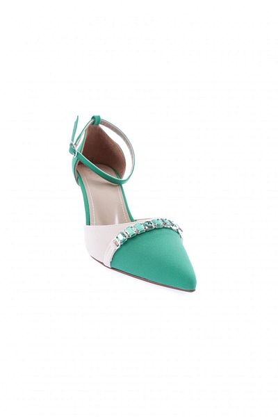 DGN Pantofi de damă cu curea la gleznă Crystal Stone cu toc subțire Grass Green Scuba 22112821