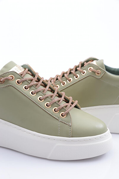 DGN Women's Thick Sole Silver Stone Lace-Up Sneakers Shoes Mint Green 15299653118