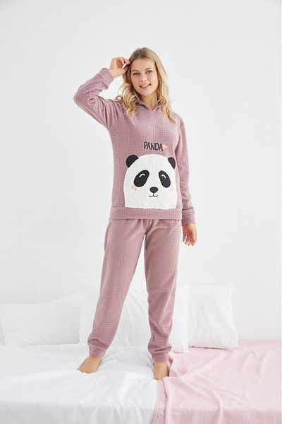 sharin Women's Patterned Winter Fleece Pajama Set 15d-1055g