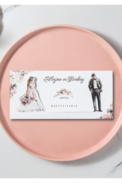 İKLİM DAVETİYE 50 Adet Düğün, Nişan, Nikah Davetiyesi, Baskı Hariçtir 171711