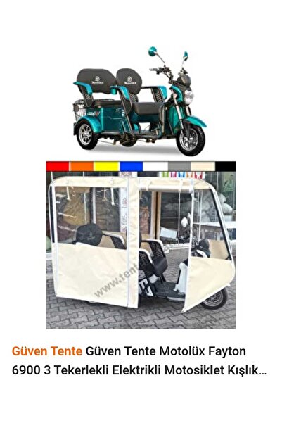 MOTOLUX Güven Tente Motolüx Fayton 6900 3 Tekerlekli Elektrikli Motosiklet Kı...