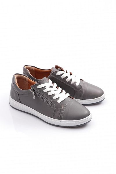 DGN Women's Lace-Up Side Zipper Detailed Comfort Shoes Gray 312523246