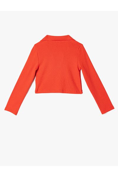 Koton Polo Neck T-Shirt Long Sleeve Cotton Camisole with Heart Detail