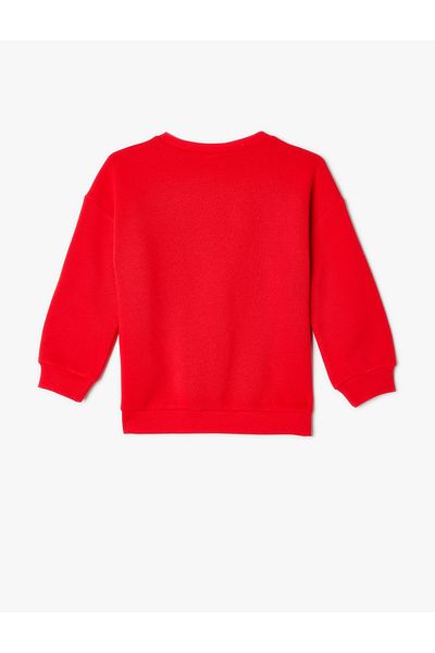 Koton Crew Neck Long Sleeve Raised Sweatshirt - Slogan Printed