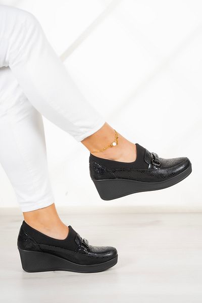 Erkan Saçmacı Catherine Black Snake Stretch ležérní boty z pravé kůže na klínovém podpatku