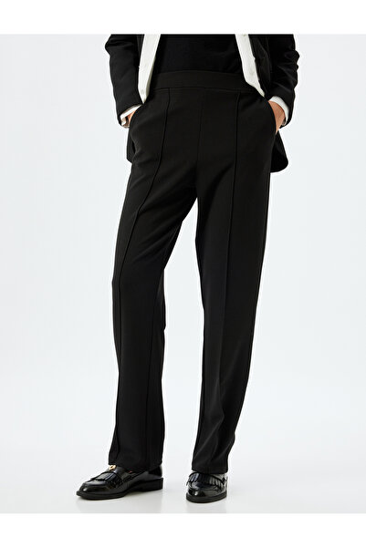 Koton Krep Scuba Kumaş Cepli Nervür Detaylı Pantolon