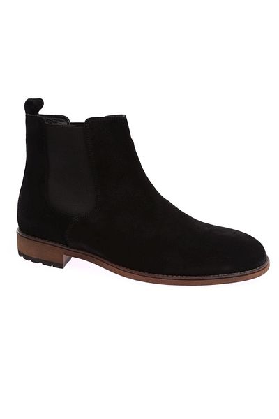 DGN Men's Black Suede Genuine Leather Chelsea Boots - Fur Inside, Microlite 6131023210