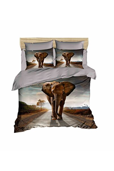Fabeteks Elephant Africa 3D Digital Double Duvet Cover Set