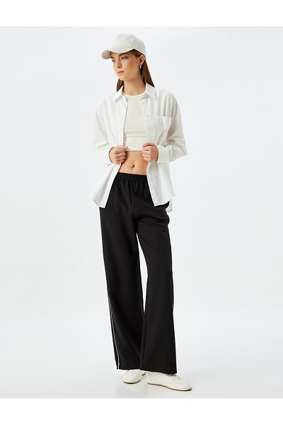 Koton Straight Wide Leg Baggy Sweatpants with Side Stripe Detail Pockets