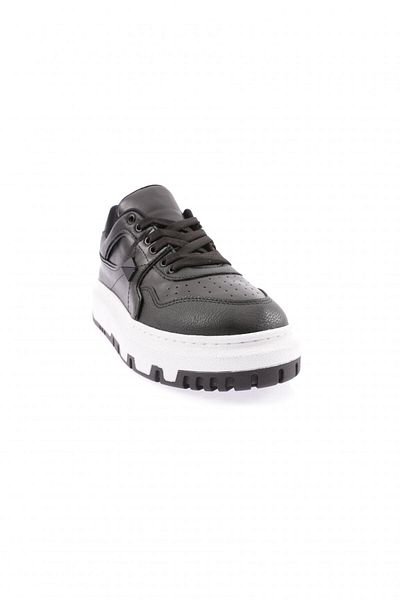 DGN Women's Thick Sole Lace up Sewing Detailed Sneakers Shoes Black 1313363