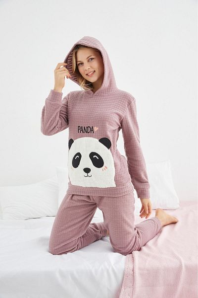 sharin Women's Patterned Winter Fleece Pajama Set 15d-1055g