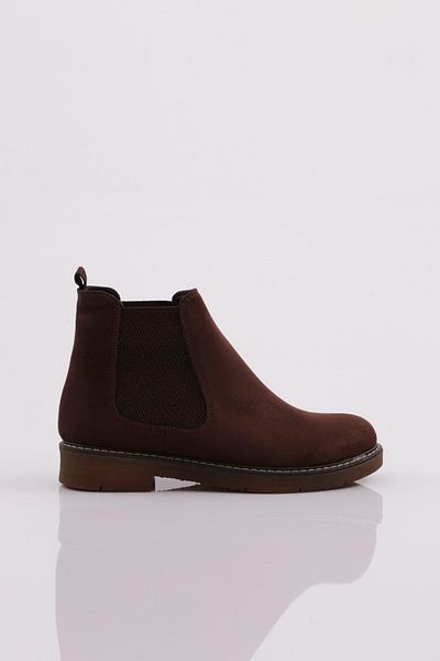 DGN Brown Suede Genuine Leather Women's Chelsea Boots - 20K 9153335
