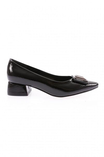 DGN K106 Women's Silver Stone Square Buckle Heeled Shoes